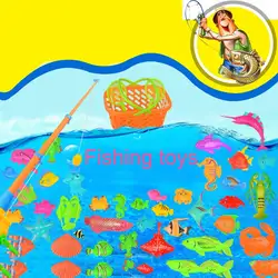 39 шт. набор пластиковых магнитных рыболовных игрушек детские Игрушки для ванны рыболовная игра 1 бедный 2 полюса 2 сетки 35 магнит рыба Крытый