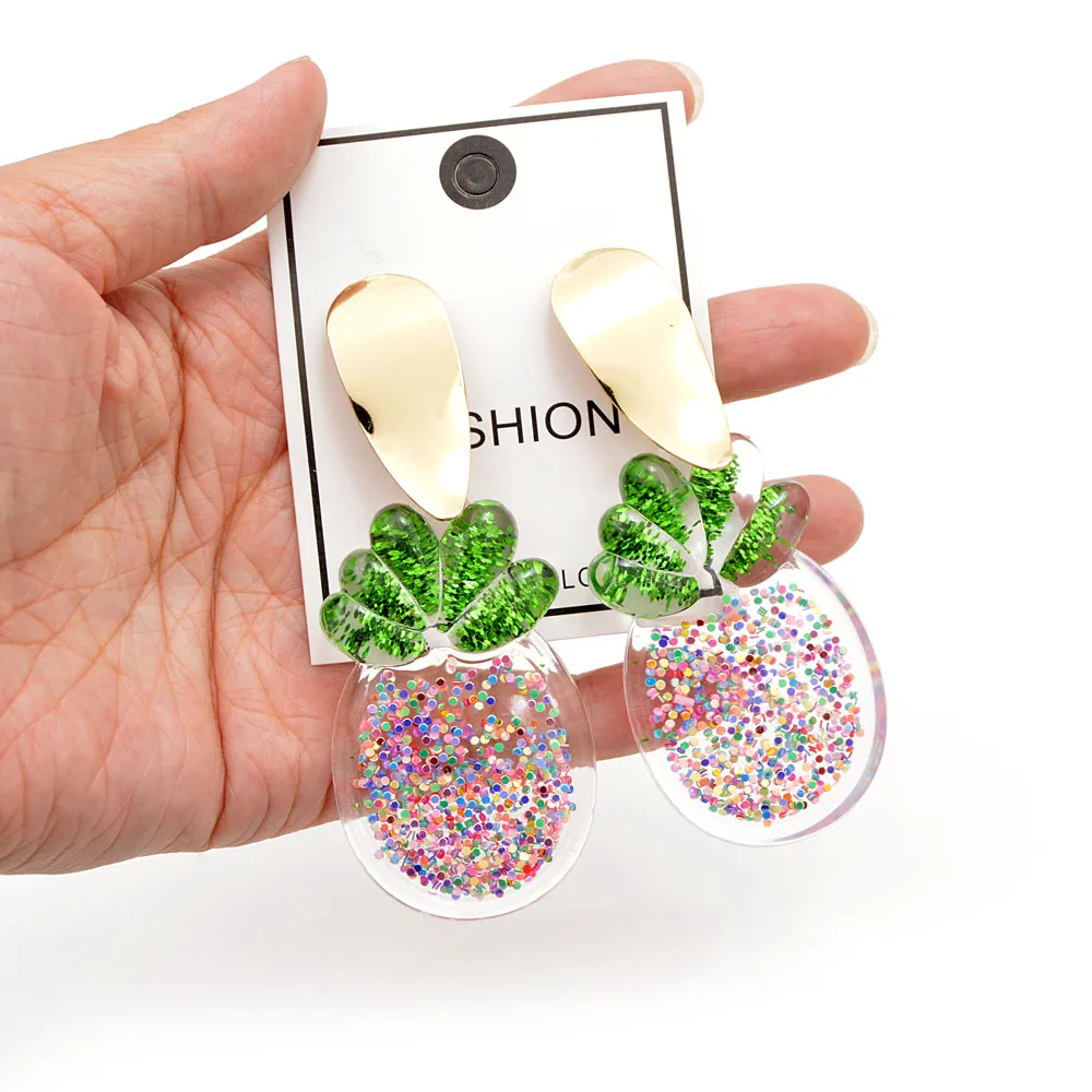 CINDY XIANG, Новое поступление, серьги-гвоздики из смолы в виде ананаса для женщин, большие серьги, летний пляжный стиль, ювелирное изделие, креативный дизайн, ювелирное изделие