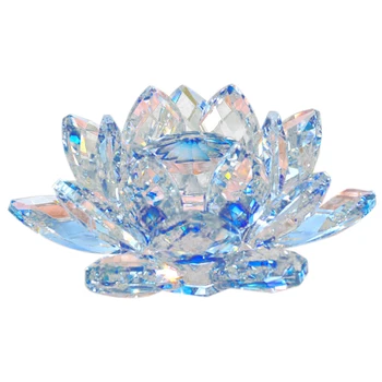 

80mm Lotus Flower Crafts Glass Paperweight Fengshui Ornaments Figurines Home Wedding Party Decor Gifts Souvenir