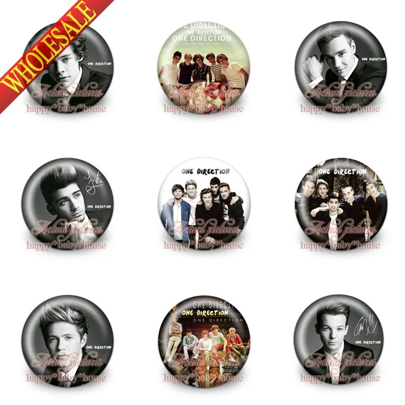 

High Quality 9PCS One Direction Popular Band 30mm Diameter,Buttons Pins Badges Round Brooch Badges Kids Gifts Bags Accessories