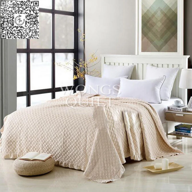 

100% Cotton Bed Cover Coverlet Bedspread Solid Color Cool/Luxury Comforter Full/Queen Size Air-conditioning Summer Checked 3PCS