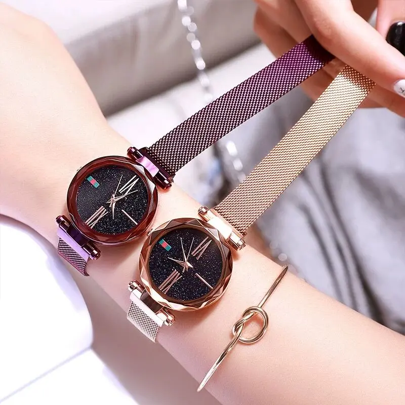 

Luxury Rose Gold Crystal Women Watches Magnet Ladies Wrist Watch Quartz Female Clock Roman Numerals relogio feminino reloj mujer