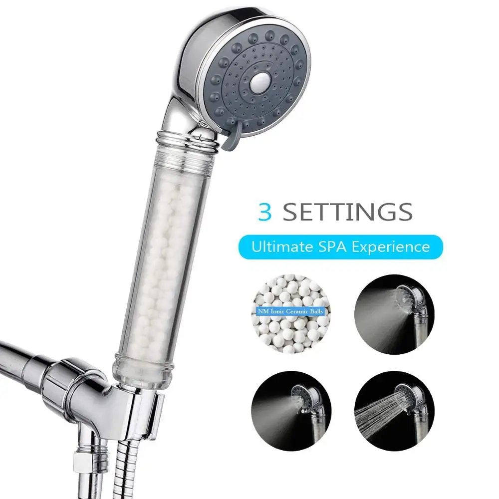 

HomeyStyle Ionic Shower Head with Replacement Hose and Holder High Pressure & Water Saving Showerhead for Best Shower Experience