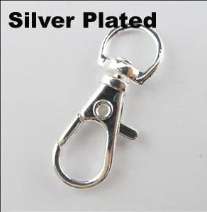 20 шт Золотая, серебряная, бронзовая шарнирная застежка-Омар, зажимы для ключей, крюк, брелок, разъемное кольцо для ключей, застежки для брелков, изготовление 32 мм - Цвет: Silver