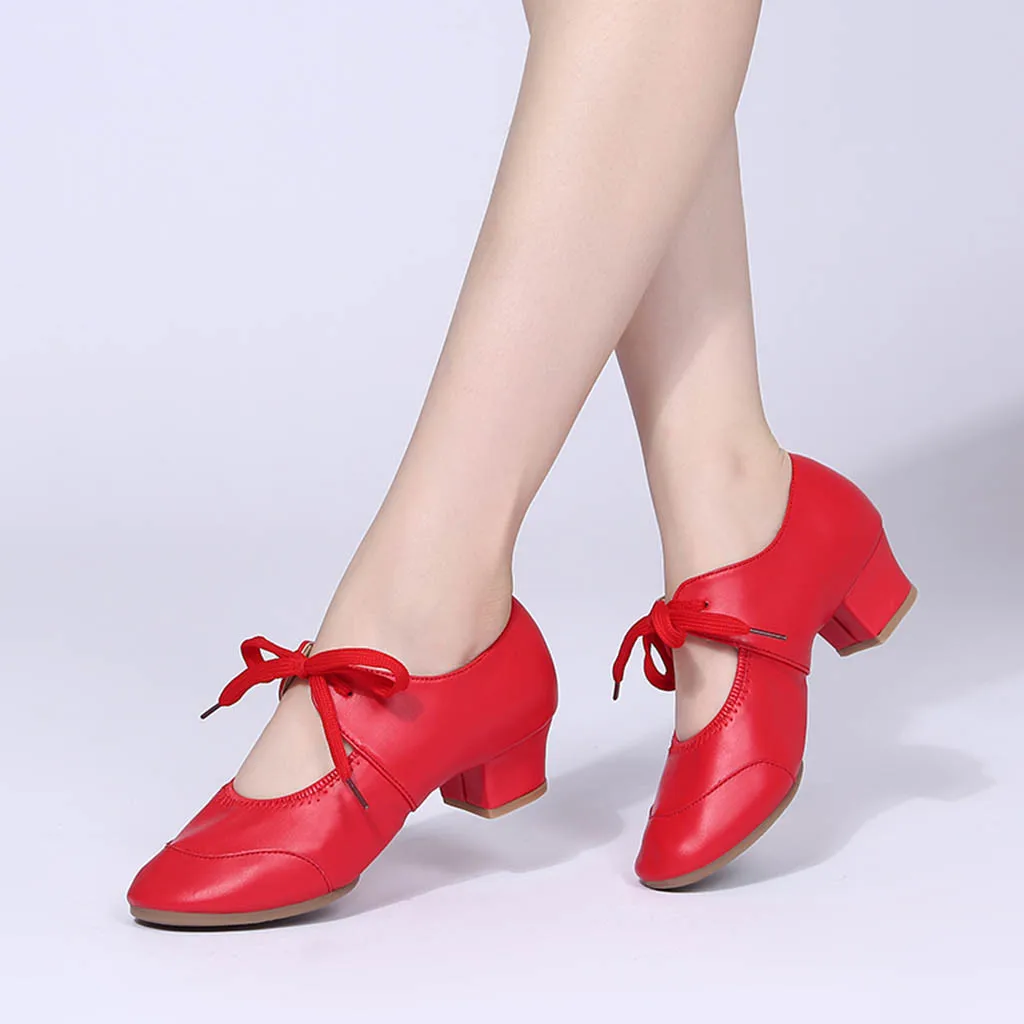 

2019 Pu Leather Shoes Woman Single Shoes Shallow Round Tow Spring Autumn Ballet Square heel Shoes Contracted Big Size 34-42 jan