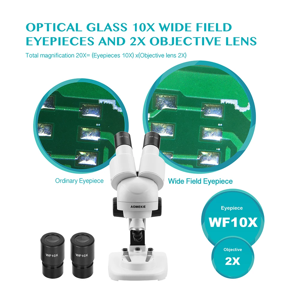  AOMEKIE 20X Binokular Stereo Mikroskop Top LED HD Bild PCB Solder Telefon Reparatur Probe Mineral B