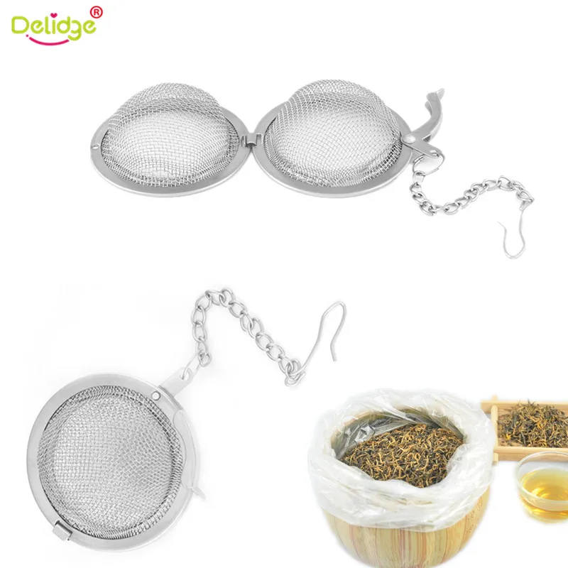 

Delidge 1 pc Chain Spherical Mesh Tea Balls Stainless Steel Locking Handle Diameter 4.5cm Portable Strainer Filter Infusor