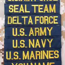 Пользовательское имя лента темно-синем фоне золотыми буквами вышивка патч