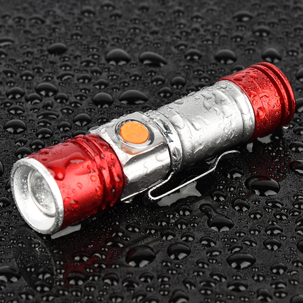 Best Bicycle light 4 color LED portable flashlight built-in rechargeable lithium battery USB charging waterproof zoom 3 mode lighting 15