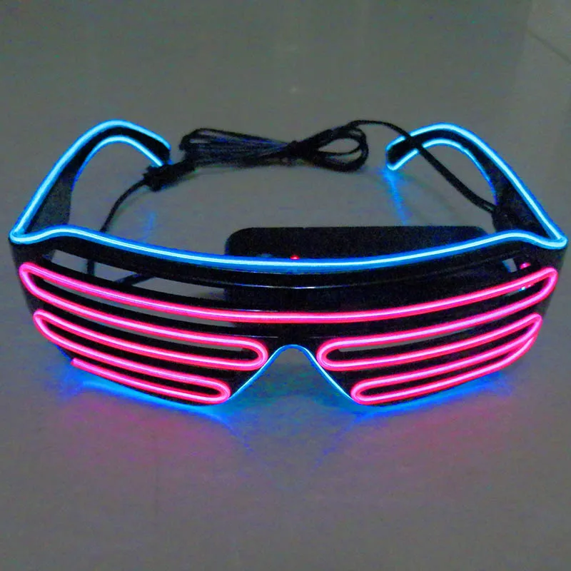 Классные! Синий Звук Активированный El провод светящийся затвор свет затемняющие очки EDM EDC Rave вечерние бар диджей солнцезащитные очки Музыкальная Коробка - Цвет: Blue and Pink