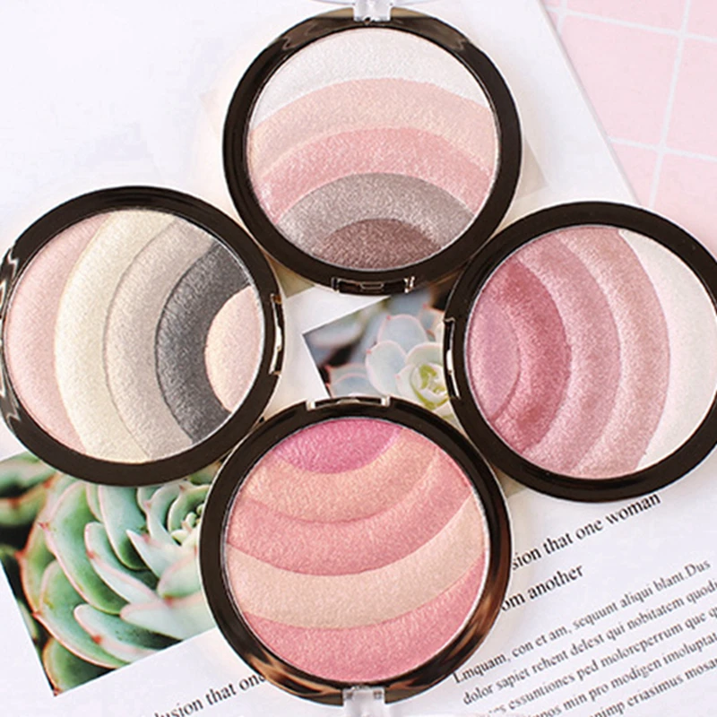 

Rainbow Color Highlighter Make Up Palette Easy to Wear Powder Highlight Makeup Face Illuminator Contour Brighten Shimmer Bronzer