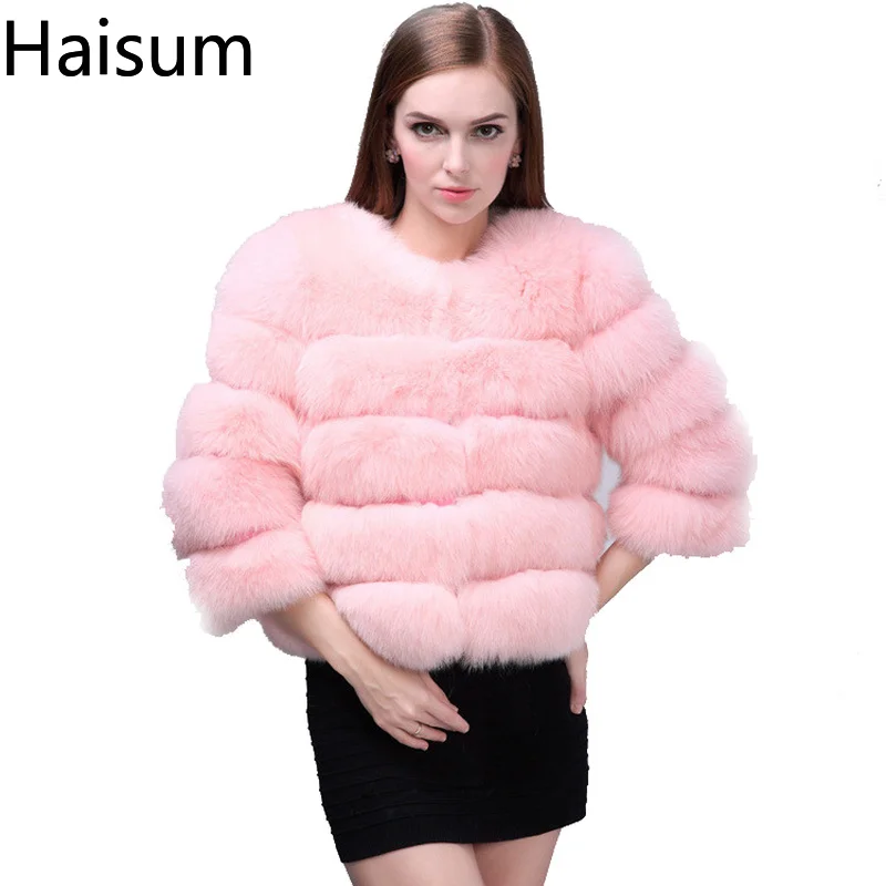 Mink Coats Women 2018 Winter New Fashion Pink FAUX Fur Coat Elegant Thick Warm Outerwear Fake Fur Jacket Chaquetas Mujer HN239