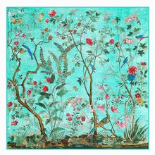 Квадратный шарф брендовый шелковый шарф для женщин Поющие птицы Ароматный Цветочный Принт шарф для женщин повязка на голову, саржевая шаль