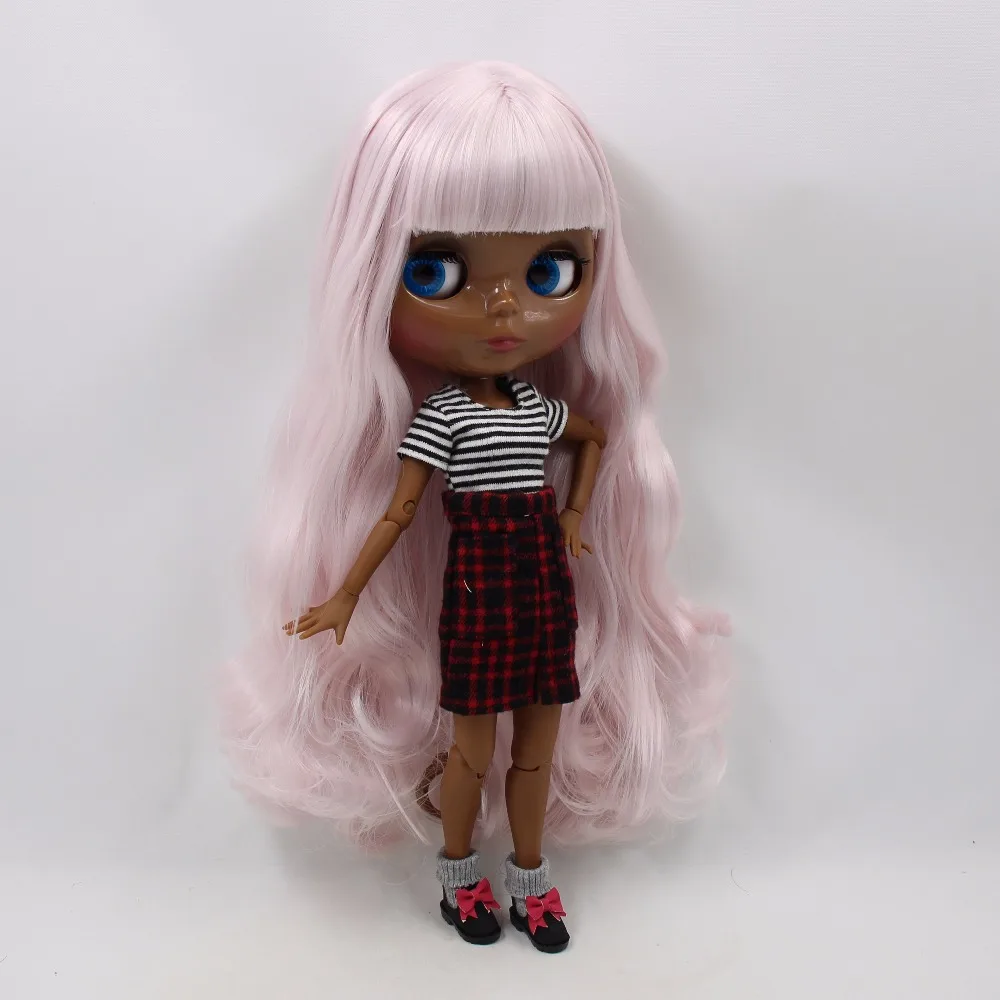Фабрика Блит кукла супер черный тон кожи темная бледно розовый волосы тела 1/6 30 см BL1327
