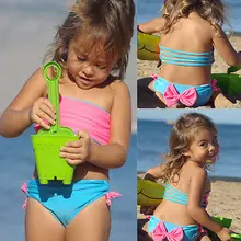 Костюмы из двух предметов для маленьких девочек; Танкини бикини купальник; купальный костюм; пляжная одежда