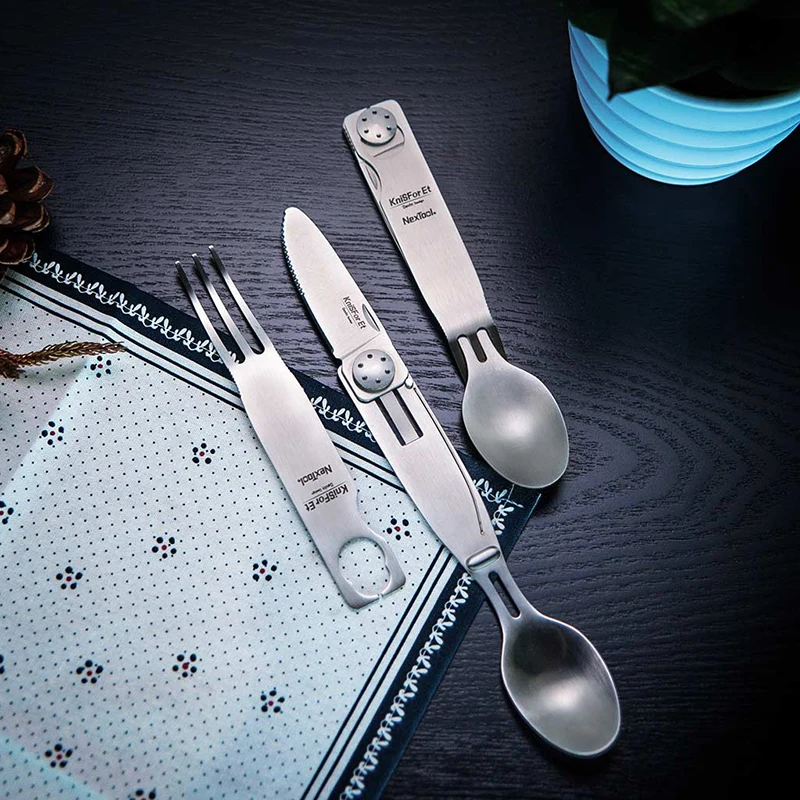 NexTool stainless steel knife, fork and spoon integrated set, multi