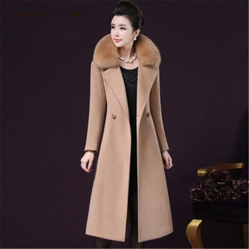 Col Hiver light red De Q012 Faux navy Fuchsia Tan Plus Wine Manteaux Drap Épaisse 2018 Fourrure Veste Taille Chaude Femmes Blue black La Automne Laine Survêtement Renard Ioqrcjv BxwHqEat