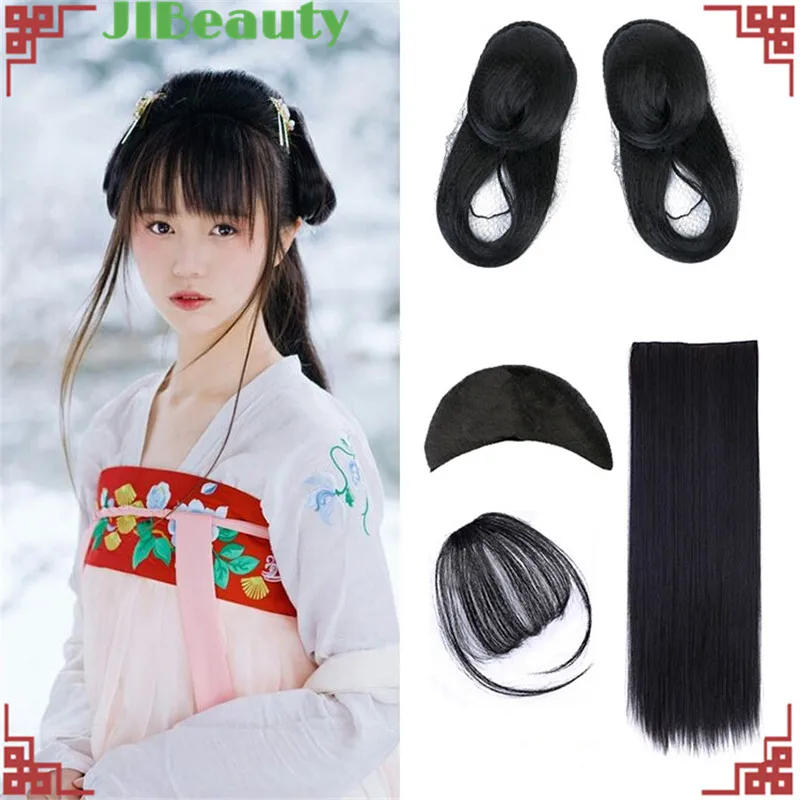 

QIANJI Hanfu Chinese Style Headdress Ancient Wigs Women's Ancient Costume Hair Accessory Chinese Costume Hair Headdress