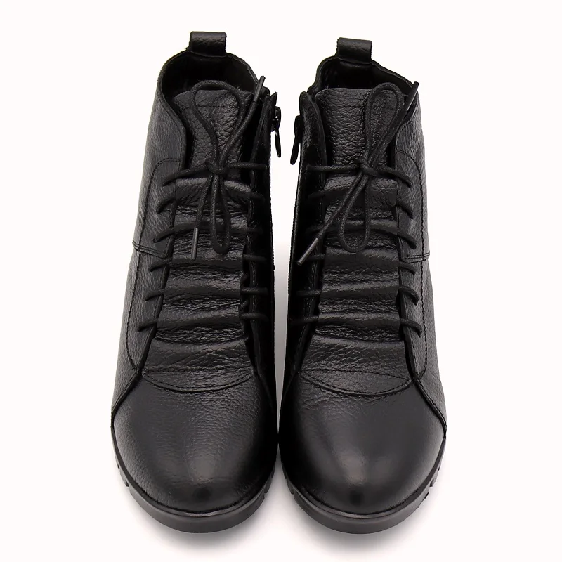 Velvet Las Velvet La Mujeres 35 Zapatos Plus Encaje brown Nieve Botas Para Cuero Genuino 43 Black Mujer Tamaño De Invierno Moda Bimuduiyu qAtfw1w