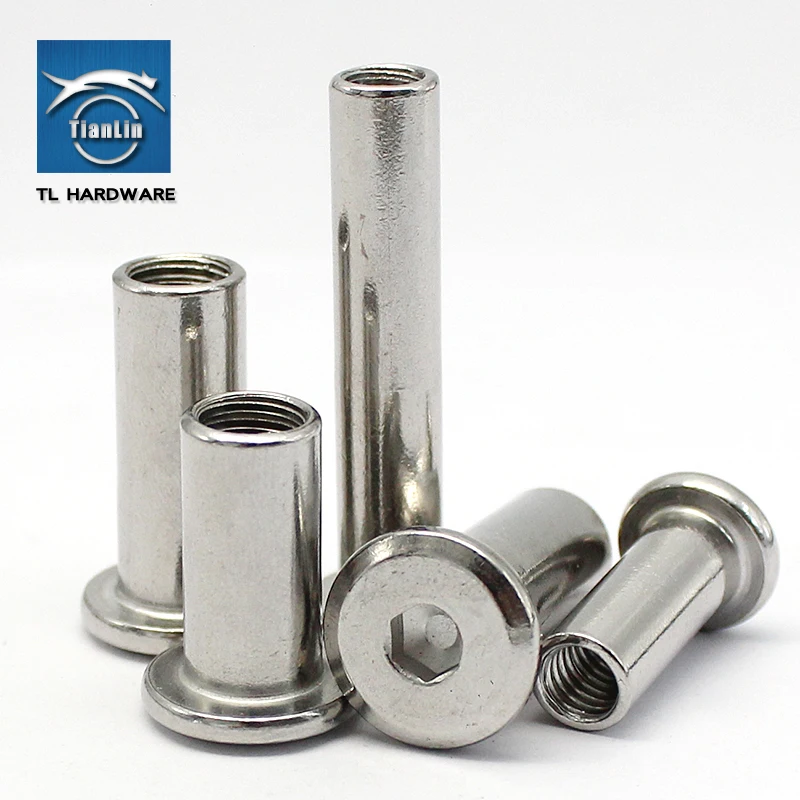 5pcs 304 stainless steel chamfered flat head inner hexagon nut M6 pair