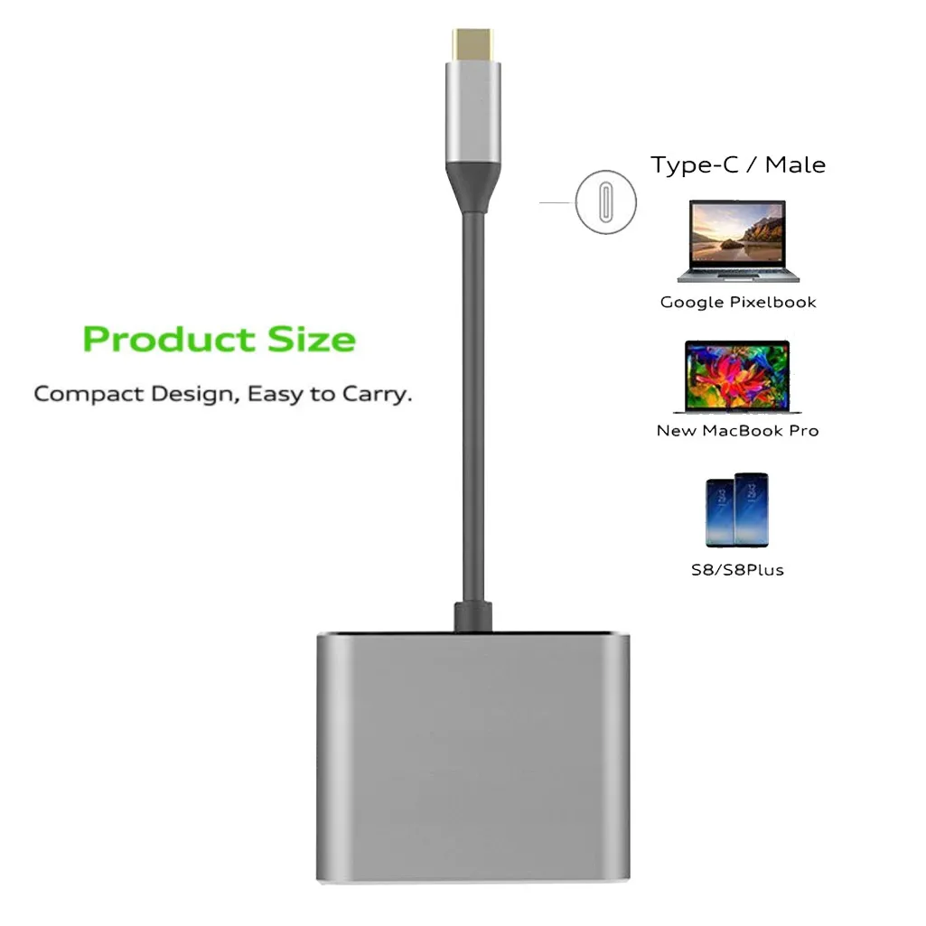 HDMI Женский выходной порт Поддержка 4K Ultra HD USB 3,1 type C к серому USB-C 4K HDMI USB 3,0 концентратор Кабель-адаптер для Apple 66