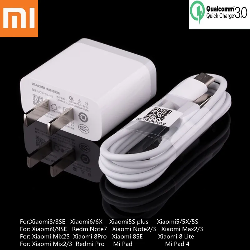 

Original XIAOMI Fast Charger 5V 3A QC3.0 Adapter Type-C Data Cable For Mi 8/8SE/8Pro/8Lite,9/9SE,Xiaomi 5/5X/5S 6/6X,Redmi Pro
