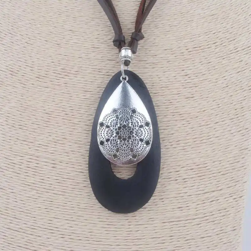 

women Long Necklace vintage Necklaces jewelry statement necklaces alloy pendants wooden pendant collares mujer choker necklace