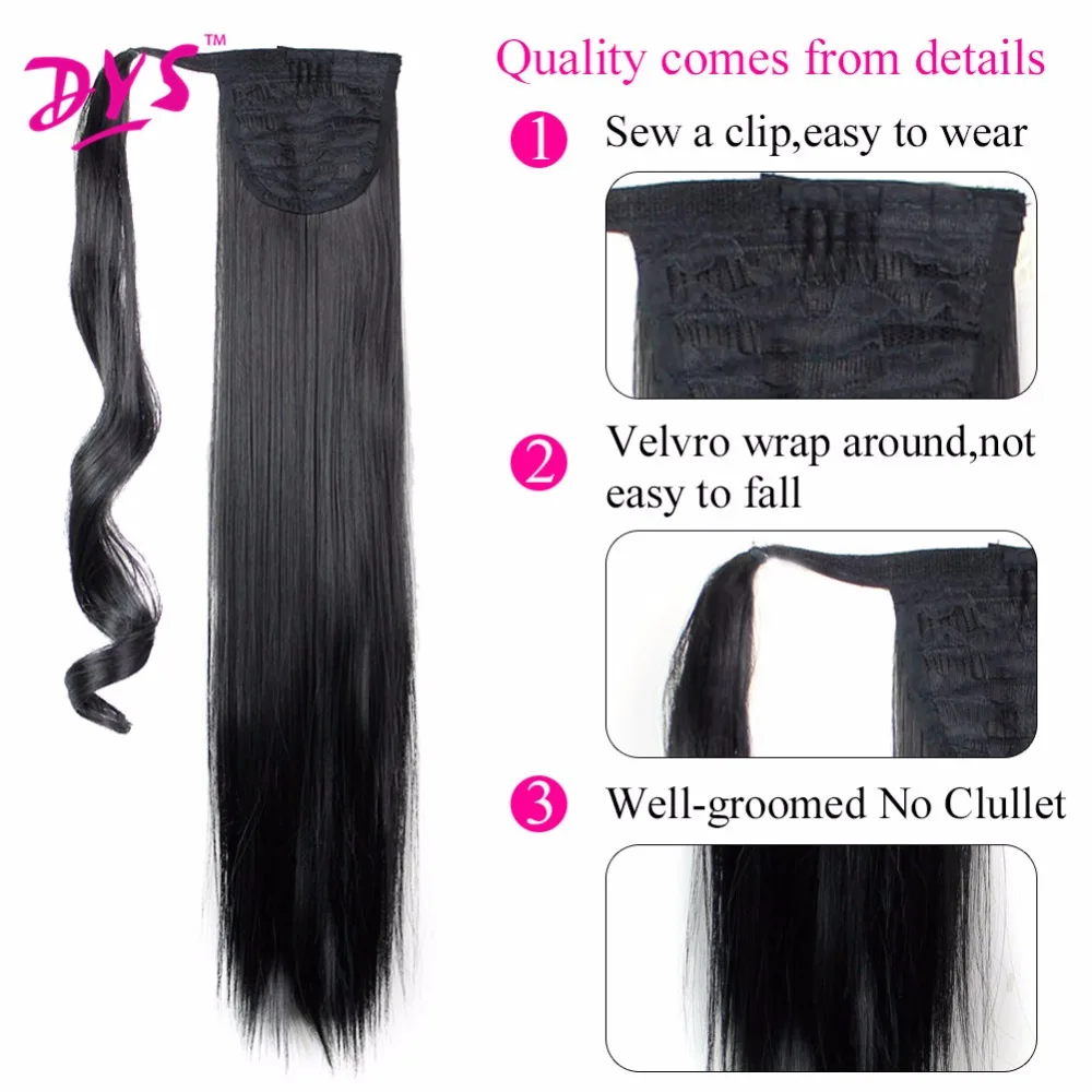 Deyngs 60cm Long Straight Clip In Hair Tail False Hair Ponytail Hairpiece With Hairpins Synthetic Hair Pony Tail Hair Extensions