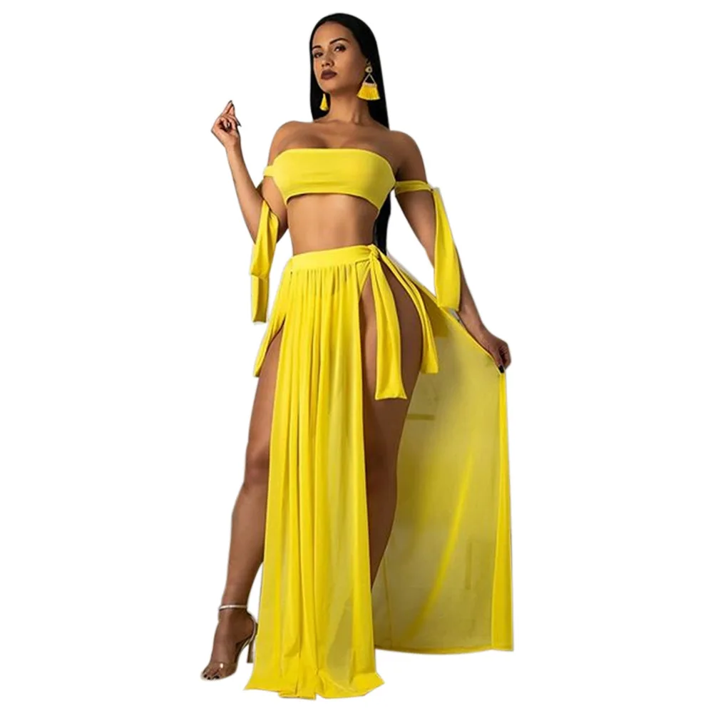 

High Quality Fashion Split Sexy Women Swimsuits Three-Piece Swimsuit With Solid Bikini Lady Casual Slim-fit Beach Swimwear