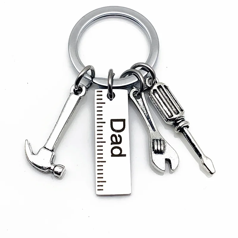 Dad Letters Keychains Creative Hammer Screwdriver Wrench Keyring Handbag Decor Tassel Hanging Pendant Father's Day Gifts