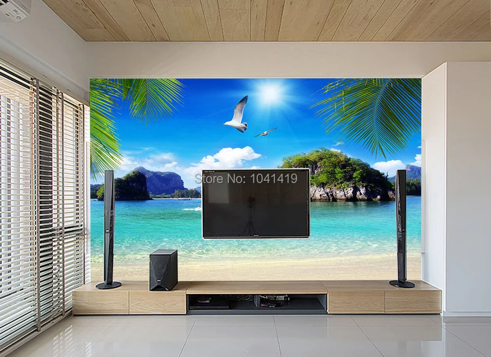 papier peint mural personnalisé non tissé en paille rouleau bleu photo de couverture de canapé