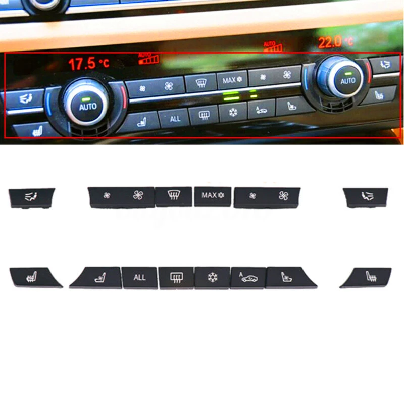 Best 14pcs Set New Black Plastic Button Key Cap Repair Kit A C Heater Switch For B MW 5 6 7 F10 F12 F01