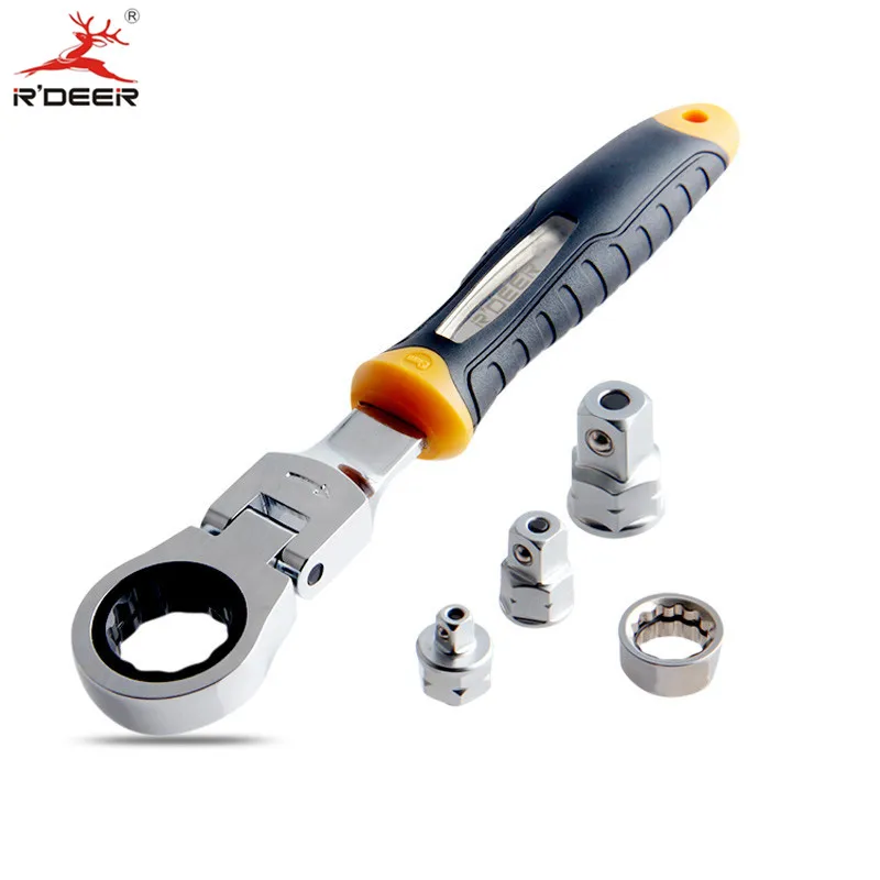 Adjustable Ratchet Wrench Sleeve Set-5pcs Adjustable Ratchet Wrench 1/4 3/8 1/2 CR-V Sleeve Adapter Set RTW-5