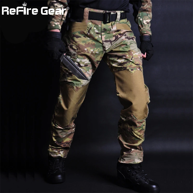 

ReFire Gear Camouflage Jogger Military Tactical Pants Men US Army Combat Waterproof Cargo Pant Multi Pockets Wear proof Trousers