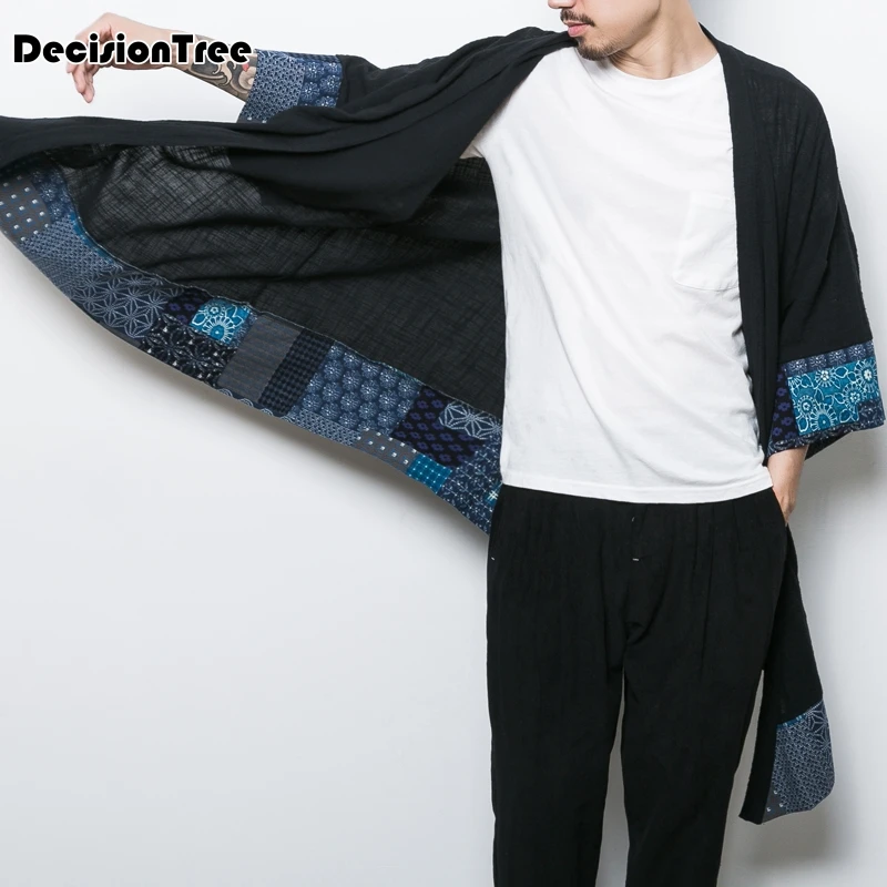 2017 autumn retro chinese wind men's section wind and wind japanese crane embroidery small kimono cardigan