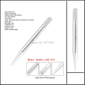 

Cheapest 50pcs aluminum Permanent makeup Tattoo manual microblading eyebrow embroidery pen with disposable 10pcs micro blades