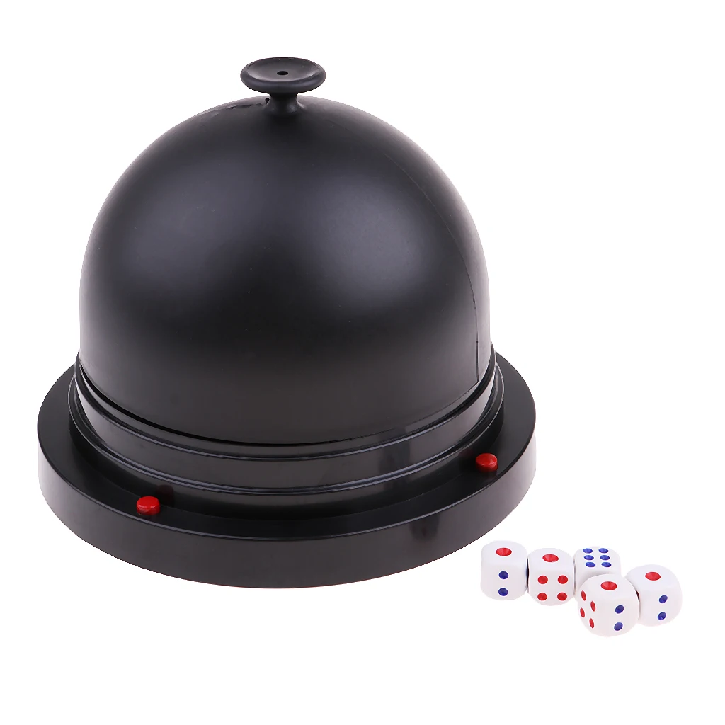 Perfeclan Black Plastic Electric Dice Cup with 5pcs Dice Gambling Party Game Fun Dices Automatic Dice Roller Cup