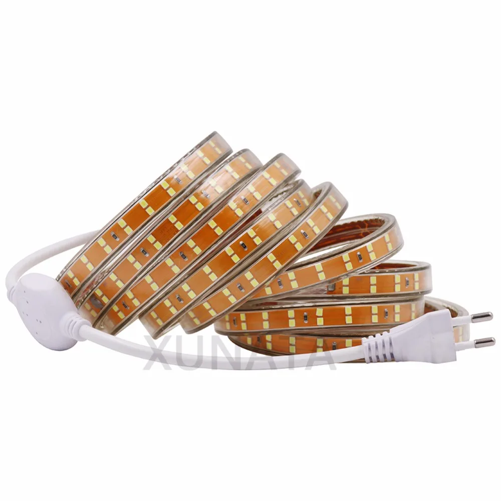 

220V AC 2835 Waterproof SMD Led Light Strip Tape Rope Lights Lamp With EU Plug For Home Decoration under cabinet light