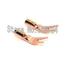 Free shipping 4pcs/lots Pure Red Copper Speaker Wire Spade Terminal Connector Plug