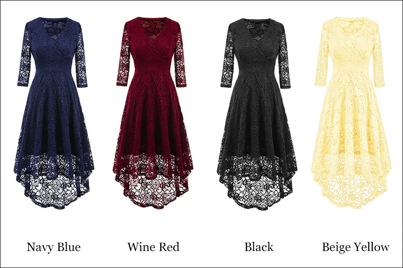 Kostlich 2017 Women Autumn Dress V-Neck 34 Sleeve Lace Hollow Sexy Evening Party Dresses Irregular Hepburn 1950s Vintage Dress (29)