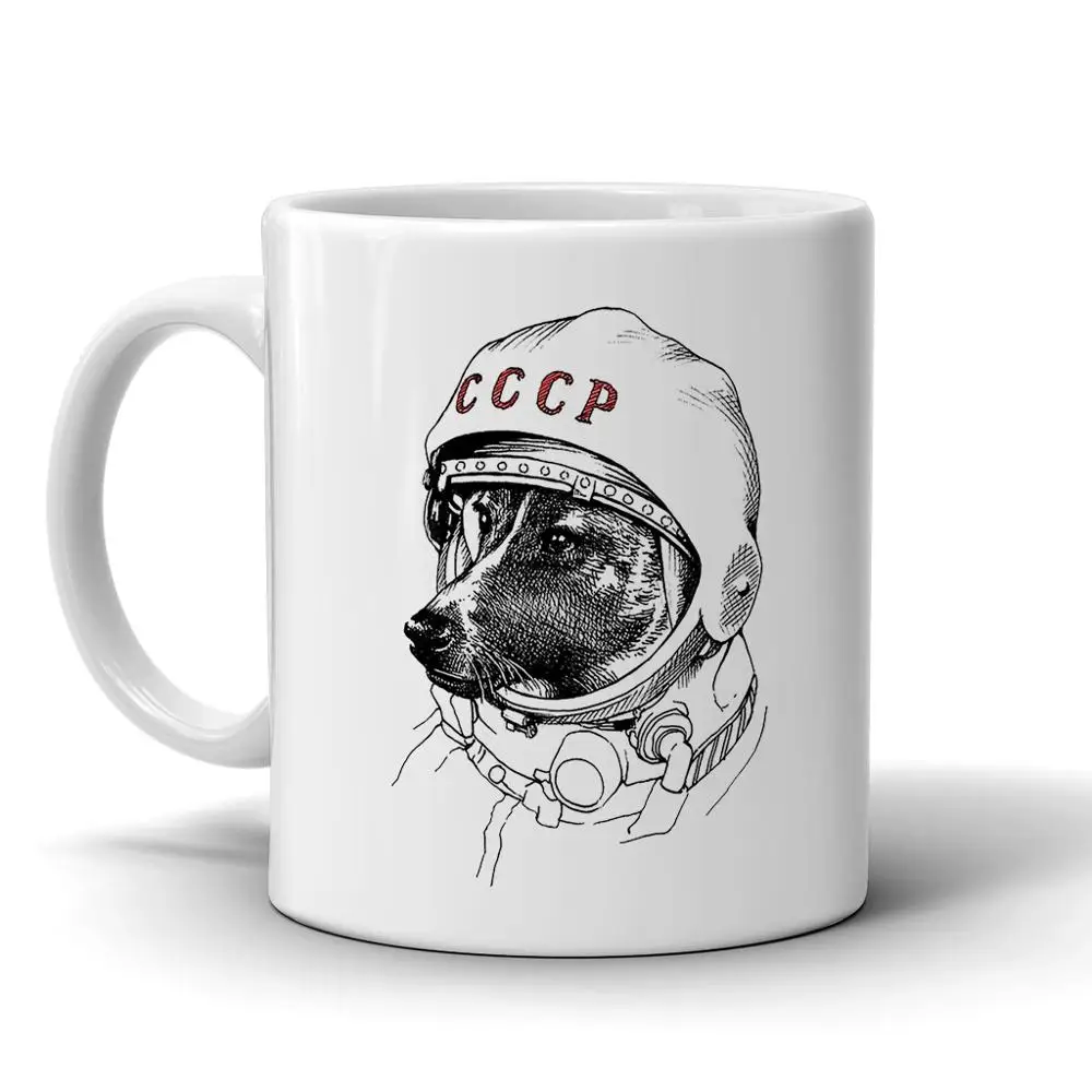 Dog Space Travel Cccp Ceramic Coffee Mug Tea Cup 11 Oz Single Side Mugs Aliexpress