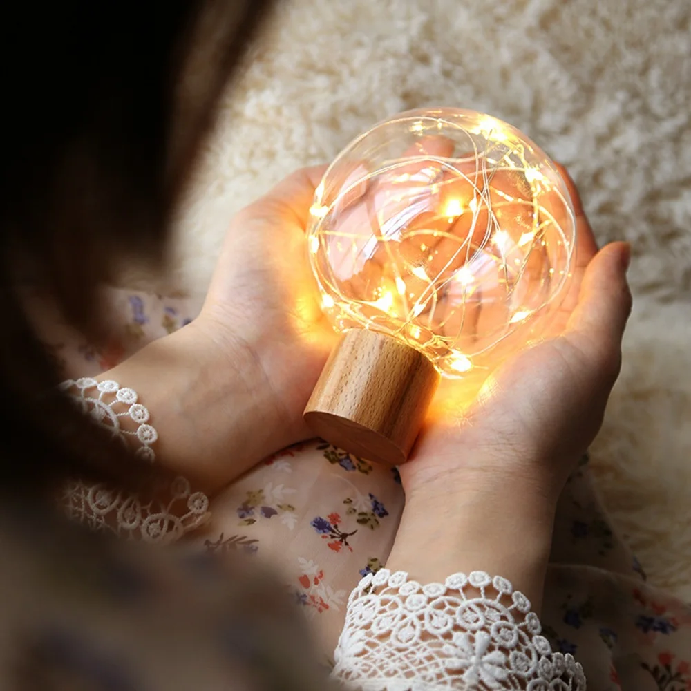 

Warm LED USB Ball Light Star Night Light LED Bulb USB Powered Starry String Lights Table Lamp For Bedside Reading Room Decor