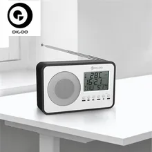 Digoo DG-FR600 SmartSet inalámbrico grano de madera Vintage Digital FR Radio reloj alarma Subwoofer sonido con pantalla de temperatura