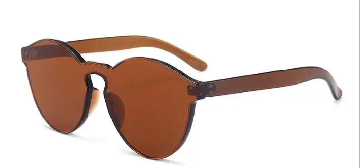 Цельный дизайн, прозрачные женские солнцезащитные очки, прозрачные, прозрачные, цветные, без оправы, солнцезащитные очки для женщин, s, летние, модные, солнцезащитные очки, UV400 - Цвет линз: tea