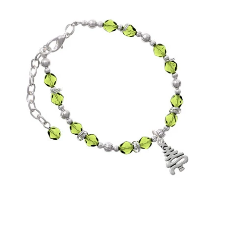 Christmas Tree Zig Zag Lime Green Beaded Bracelet