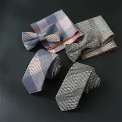 Mantieqingway мужские хлопчатобумажные галстук Handkercheif бабочкой комплект с принтом в полоску Галстуки для костюмы Gravatas тонкий Vestidos шеи галстук