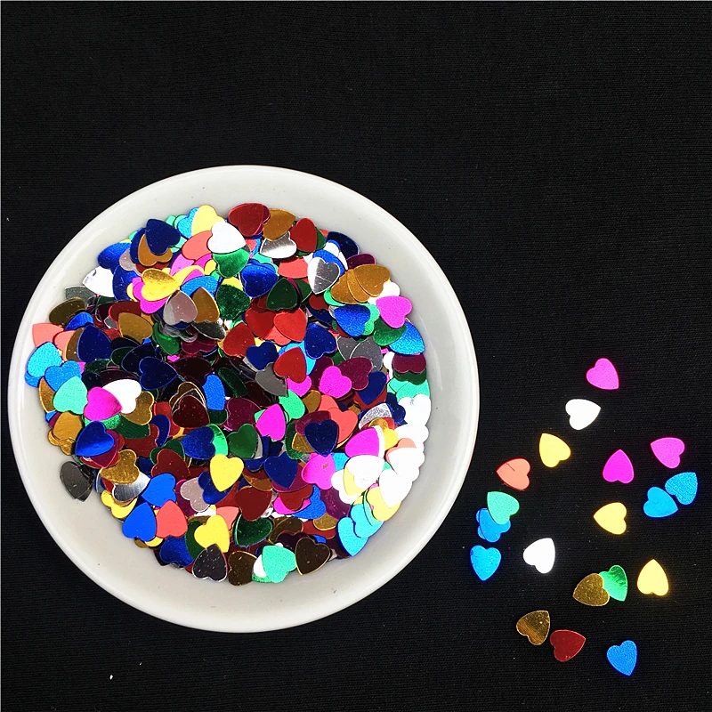 

10g/Bag 6mm Love Heart Shape Sequins Paillettes for Nail Art manicure,Wedding Decoration Confetti,Kids Slime Diy Accessories