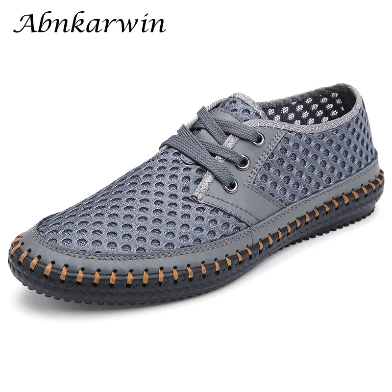 Comprar Zapatos de malla transpirables de verano 2019 nuevos zapatos de hombre zapatos planos informales con cordones zapatos amarillos 6 colores talla grande 47 48