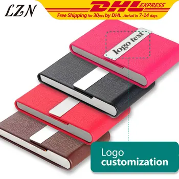 

LZN Special Style Business Name Credit Card Holder Fashion Unisex Card Case Free Laser Engraved Name/Date/Text as Wedding Gifts