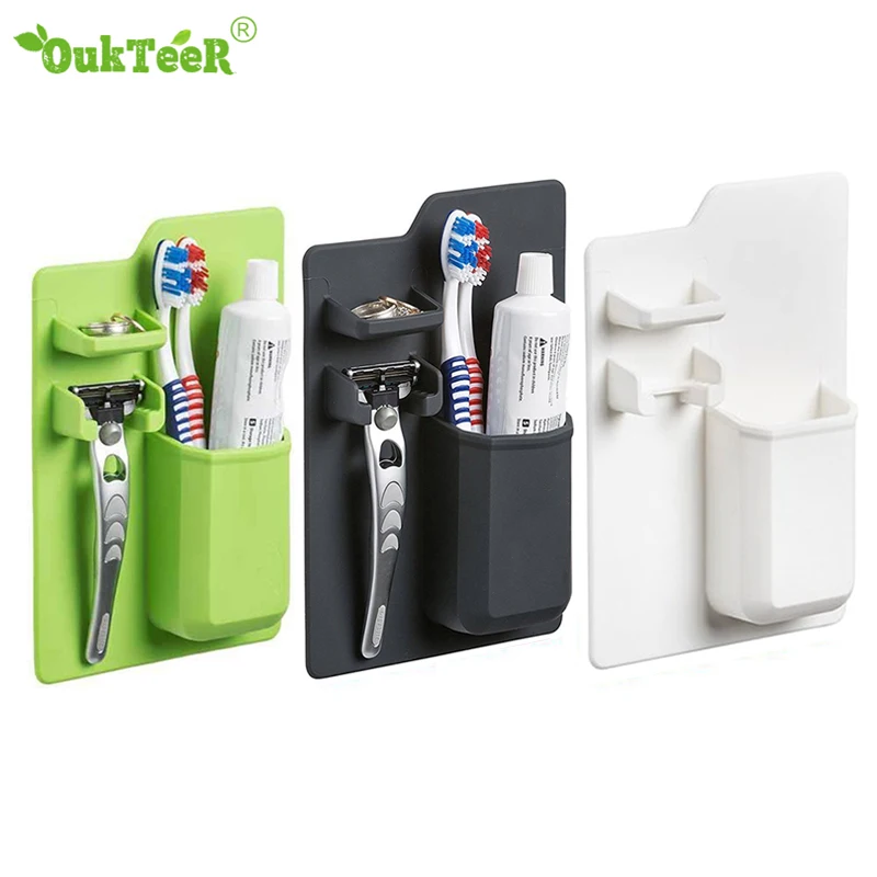 2019New Mighty Silicone Toothbrush Toothpaste Holder Storage Bathroom